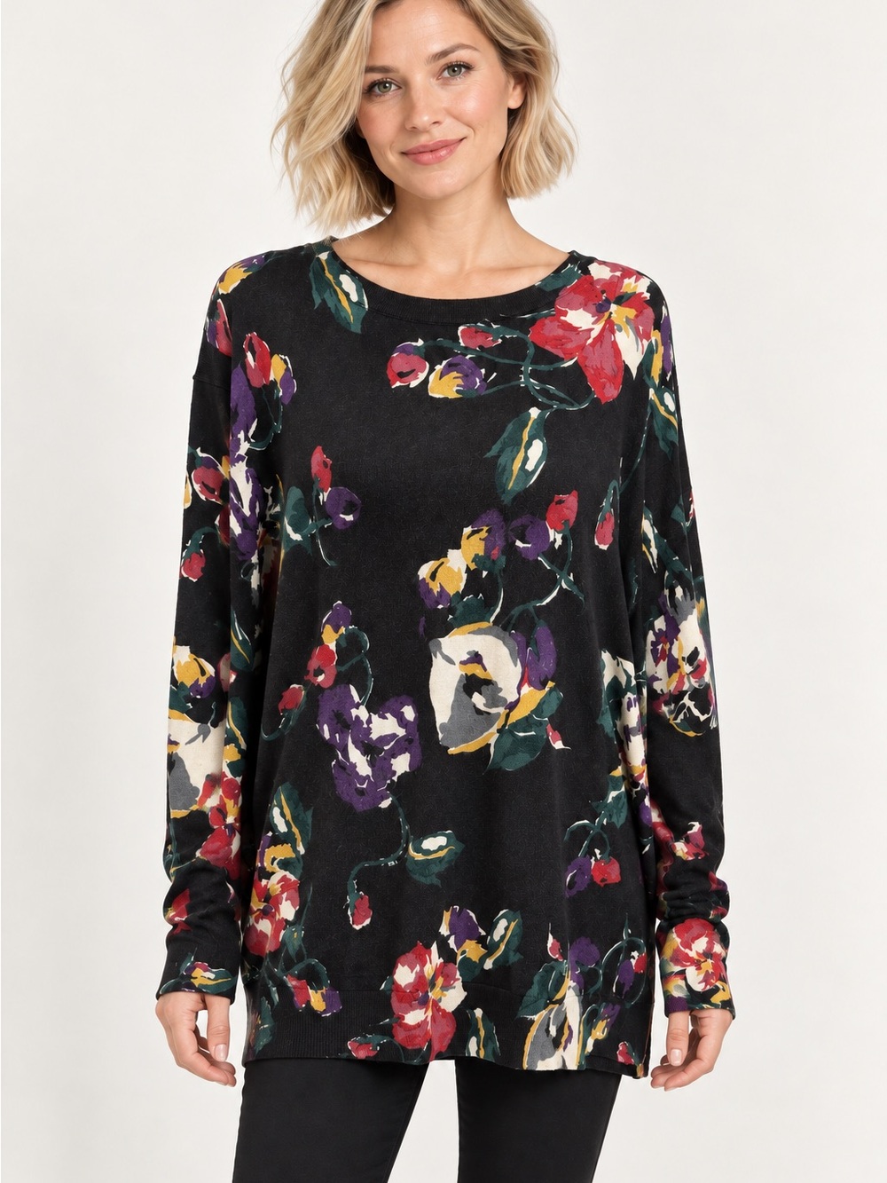 Ralph Lauren Black Floral Crewneck Sweatshirt